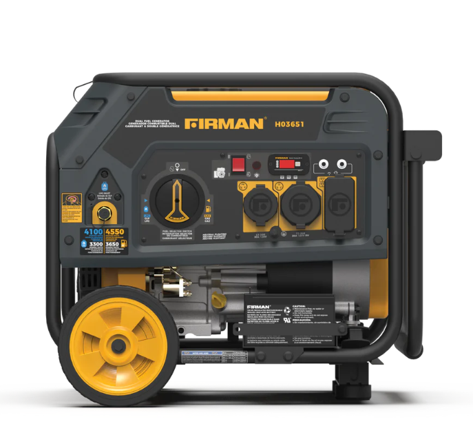 Firman H03651 Dual Fuel 4550W Portable Generator Electric Start 120V