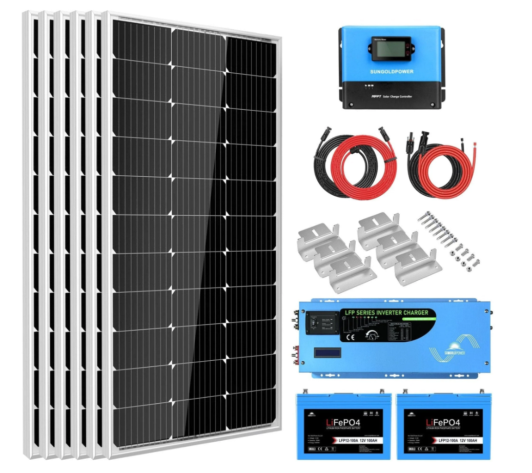 SunGoldPower | 3000W Off-Grid Solar Kit – 12VDC, 120V Output, 600W Backup SGK-PRO3